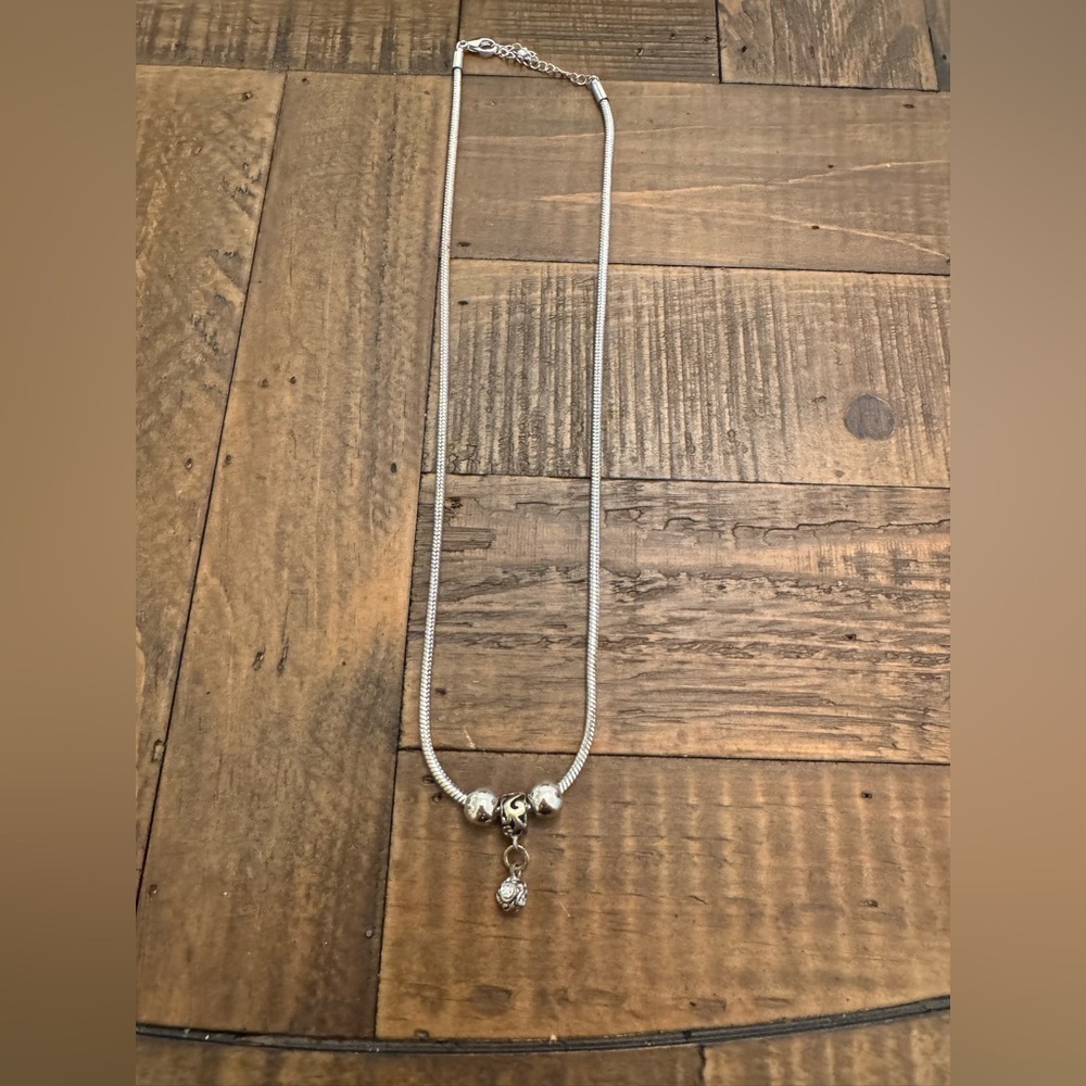 Silver Chain Necklace with 3 Charms - Picture 3 of 7
